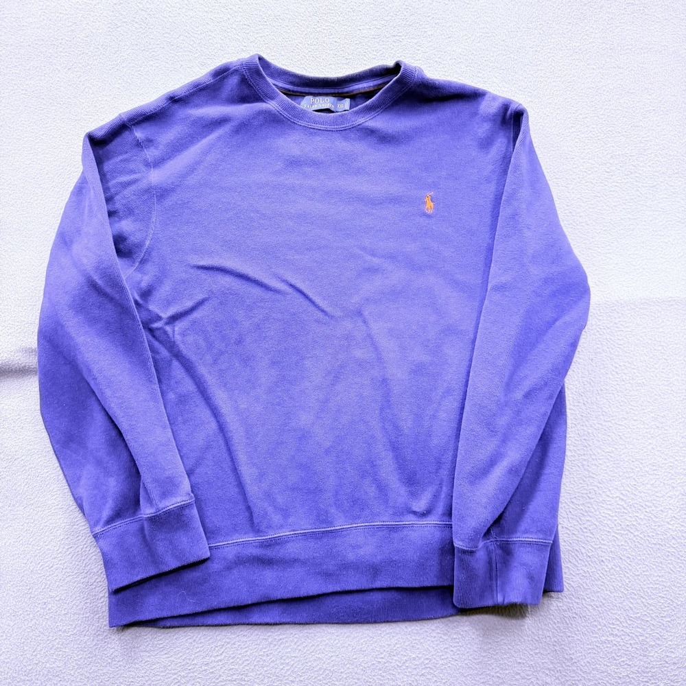 Polo Ralph Lauren Sweatshirt Mens 2XL Purple Fleece Crewneck Pullover Logo